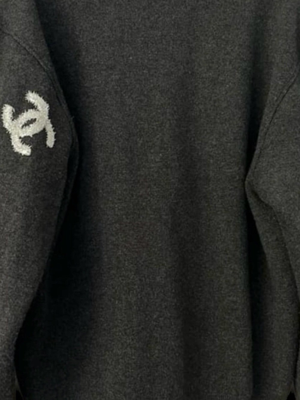 Chanel- like Black Cardigan with Silver CC tinsel Embellishments - Picture 4 of 9